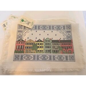 Vintage Charleston Rainbow Row Woven Placemats Set Historic Home Decor